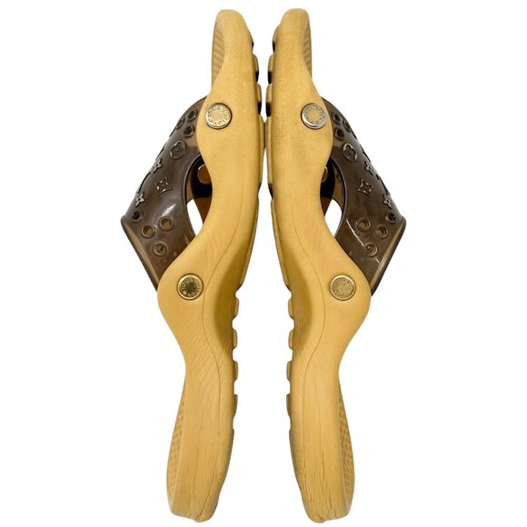 LOUIS VUITTON Vintage Monogram Logo Slide Sandals #36 US 6 Brown Rubber [103925] - Picture 9 of 13